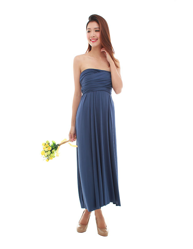 Cherie Convertible Maxi Dress in Navy Blue